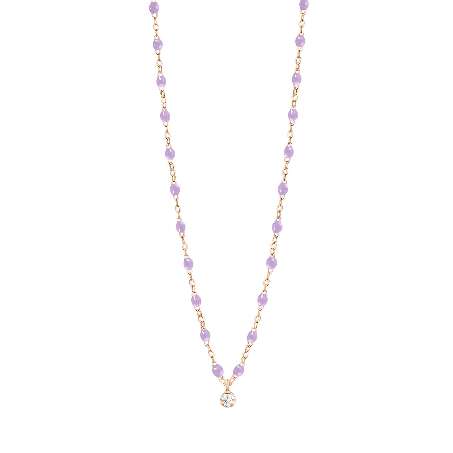 Gigi Clozeau - Collier parme Gigi Suprême, or rose, 1 diamant, 42 cm