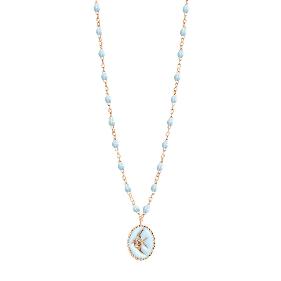 Gigi Clozeau - Collier Poisson Ange résine bleu layette, or rose, 42 cm