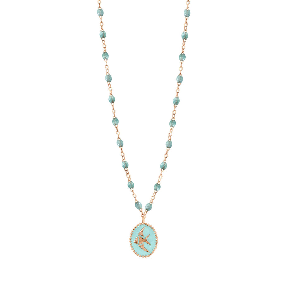 Gigi Clozeau - Collier Poisson Ange résine glacier, or rose, 42 cm