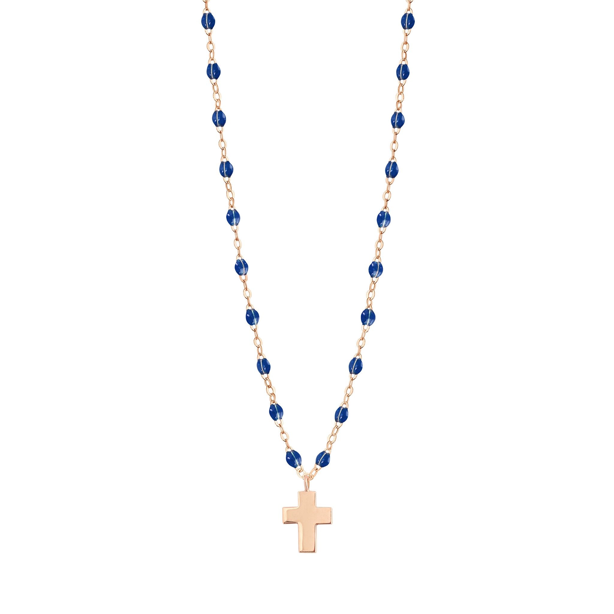Gigi Clozeau - Collier prusse Croix Classique Gigi, or rose, 42 cm