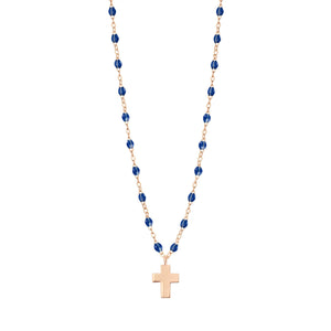 Gigi Clozeau - Collier prusse Croix Classique Gigi, or rose, 42 cm