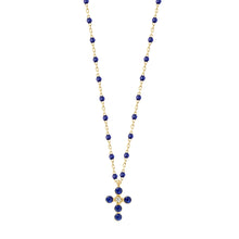 Gigi Clozeau - Collier prusse Croix Perlée, or jaune, 1 diamant, 42 cm