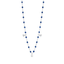 Gigi Clozeau - Collier prusse Gigi Suprême, or blanc, 3 diamants, 45 cm