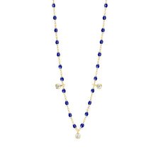 Gigi Clozeau - Collier prusse Gigi Suprême, or jaune, 3 diamants, 45 cm