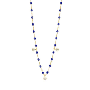 Gigi Clozeau - Collier prusse Gigi Suprême, or jaune, 3 diamants, 45 cm