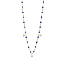 Gigi Clozeau - Collier prusse Gigi Suprême, or rose, 3 diamants, 45 cm