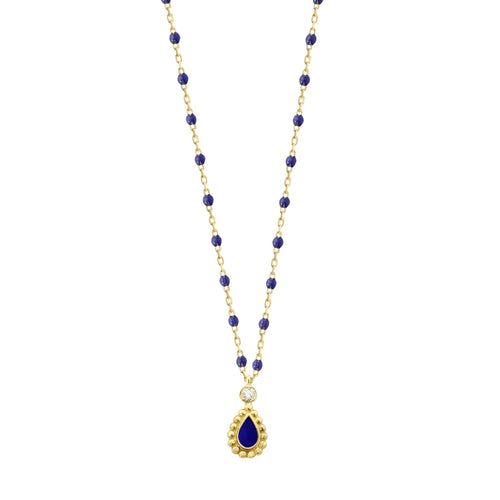 Gigi Clozeau - Collier prusse Lucky Cashmere, diamant, or jaune, 42 cm