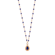 Gigi Clozeau - Collier prusse Lucky Cashmere, diamant, or rose, 42 cm