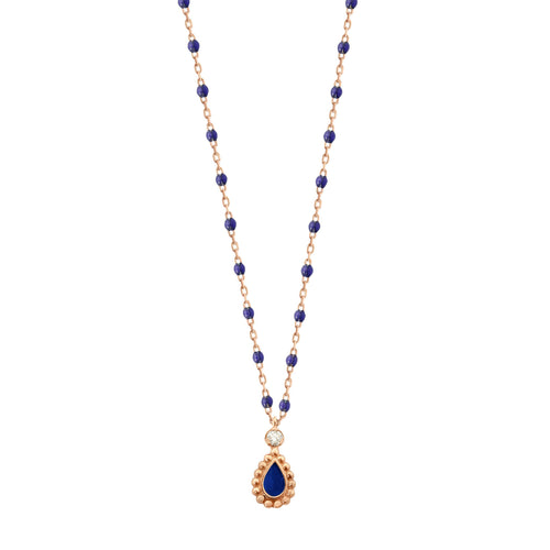 Gigi Clozeau - Collier prusse Lucky Cashmere, diamant, or rose, 42 cm