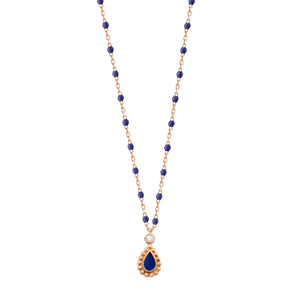 Gigi Clozeau - Collier prusse Lucky Cashmere, diamant, or rose, 42 cm