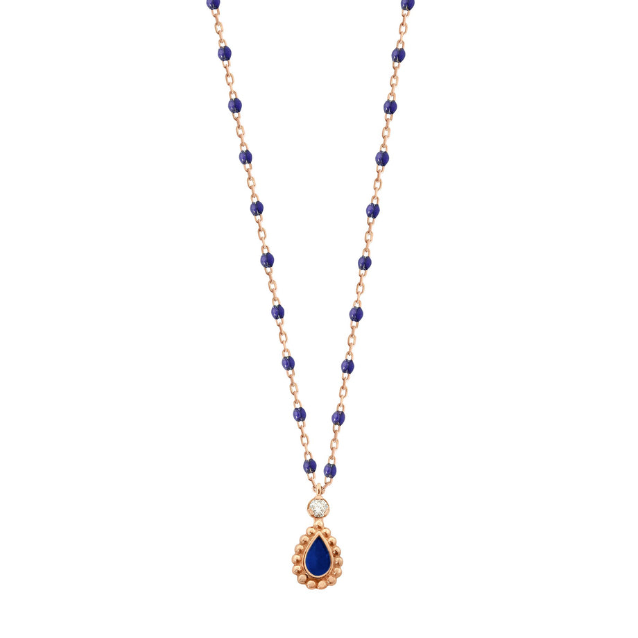 Gigi Clozeau - Collier prusse Lucky Cashmere, diamant, or rose, 42 cm