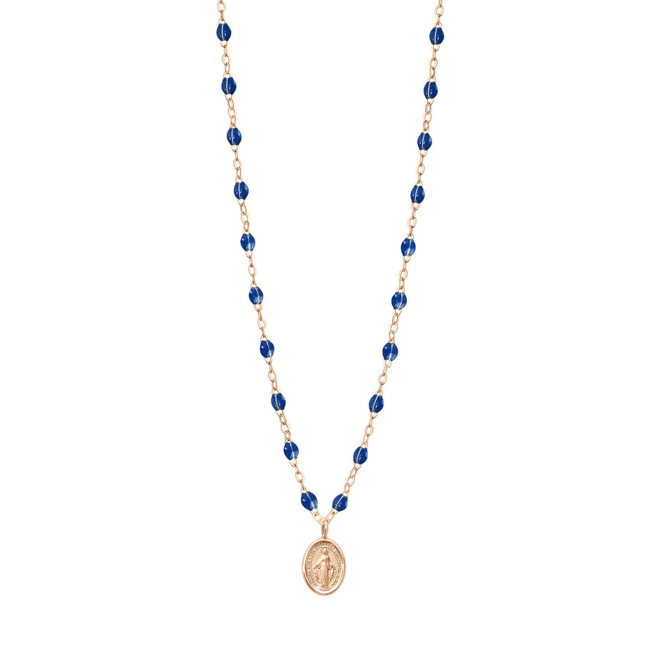 Gigi Clozeau - Collier prusse Madone, or rose, 42 cm