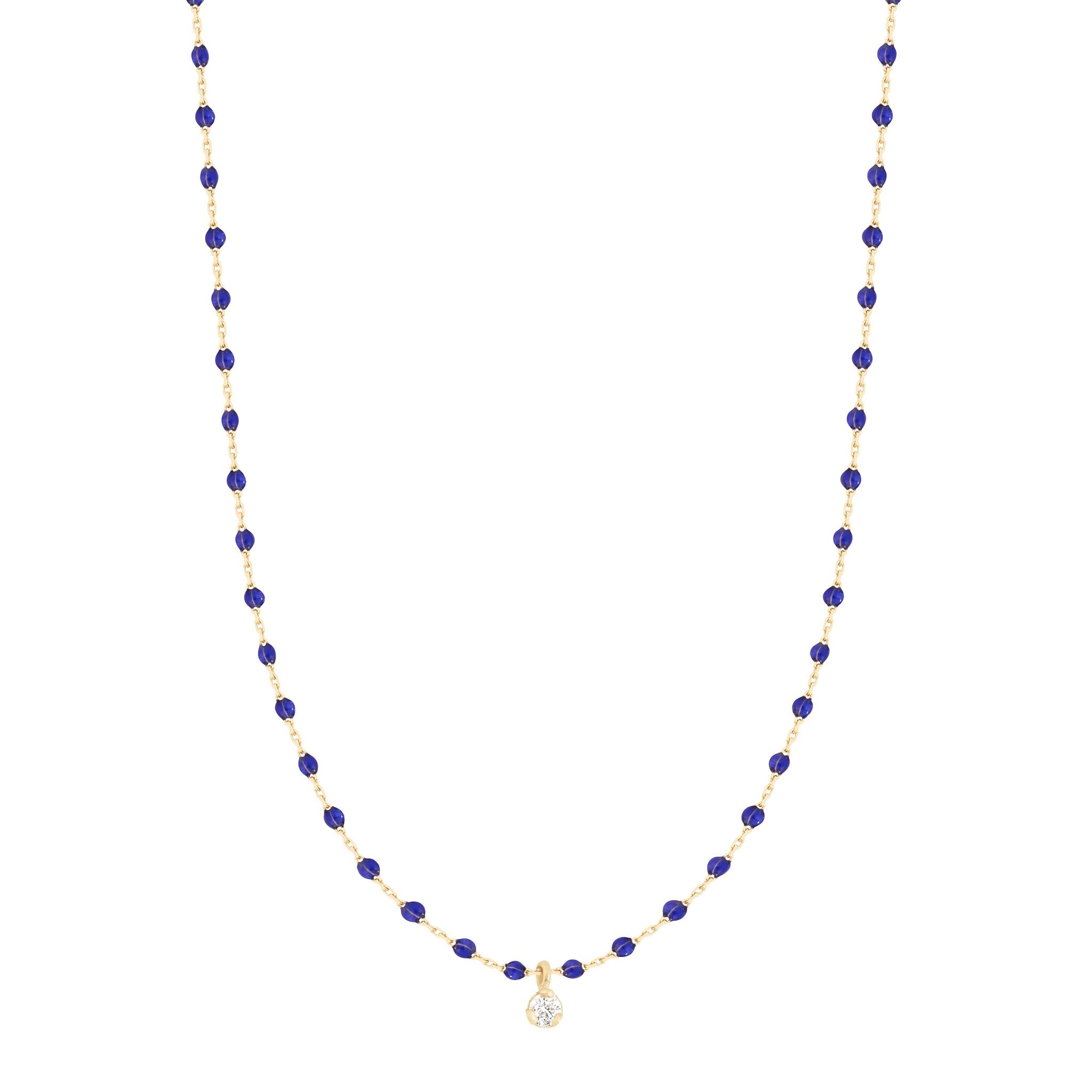 Gigi Clozeau - Collier prusse Mini Gigi, or jaune, 1 diamant, 40 cm