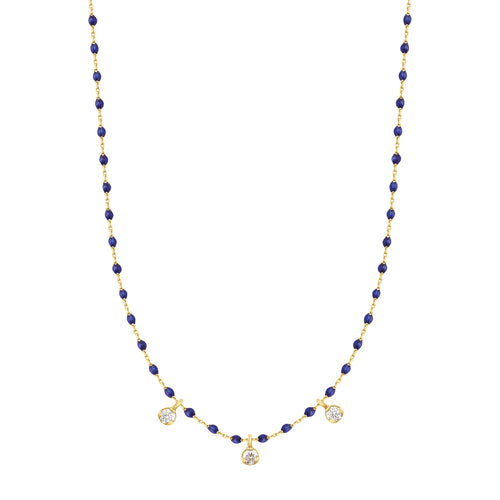 Gigi Clozeau - Collier prusse Mini Gigi, or jaune, 3 diamants, 42 cm
