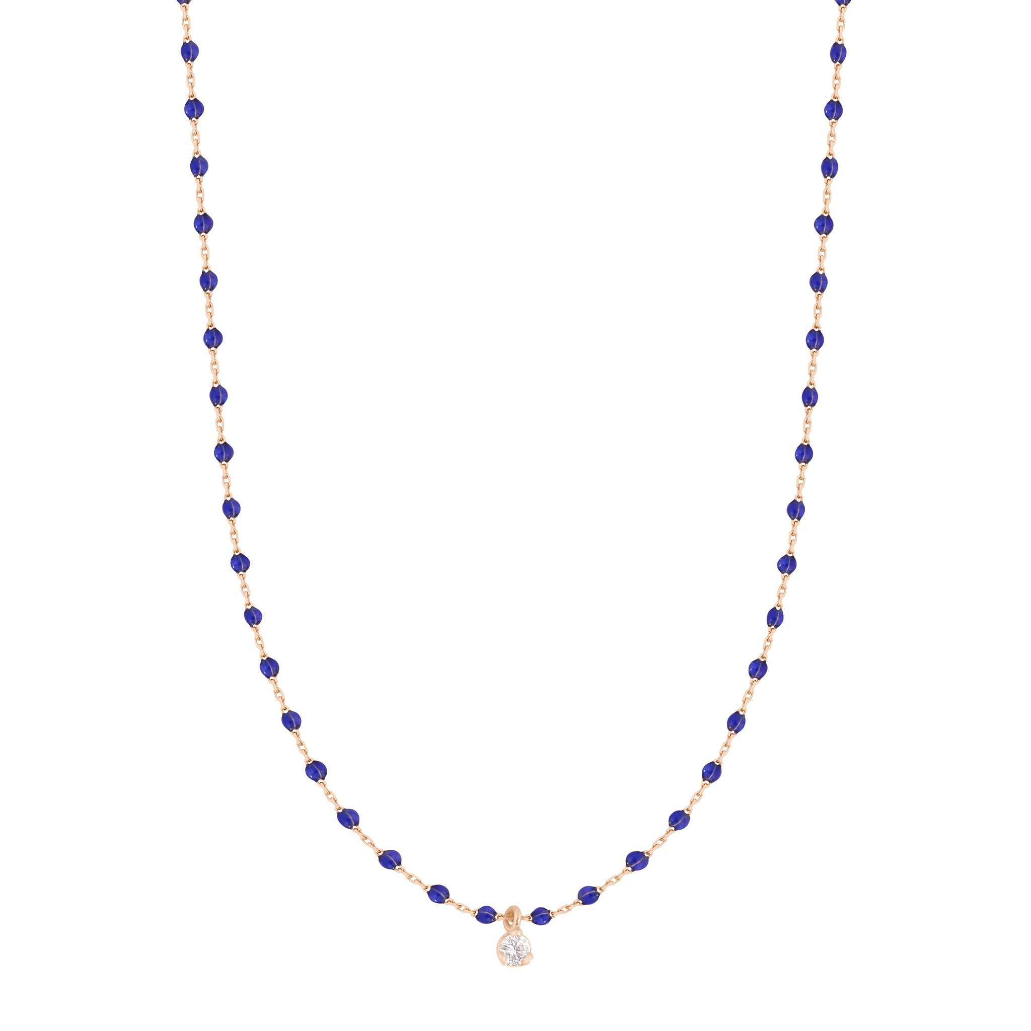 Gigi Clozeau - Collier prusse Mini Gigi, or rose, 1 diamant, 40 cm