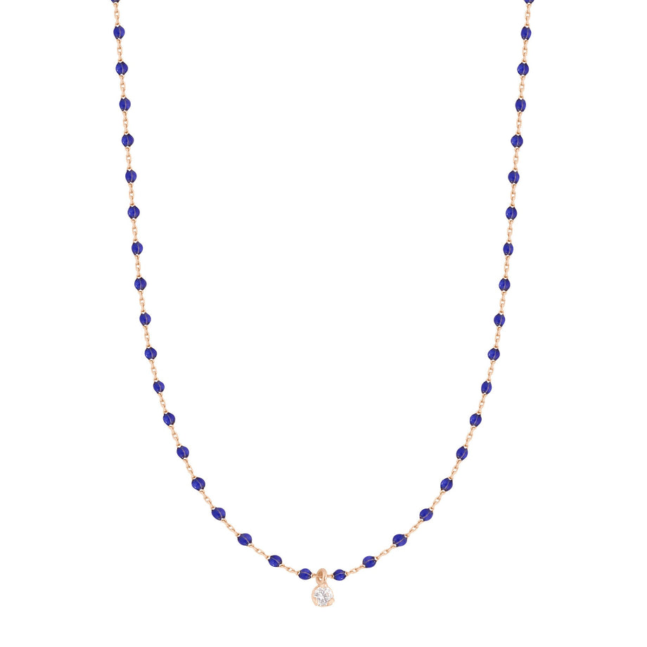 Gigi Clozeau - Collier prusse Mini Gigi, or rose, 1 diamant, 40 cm