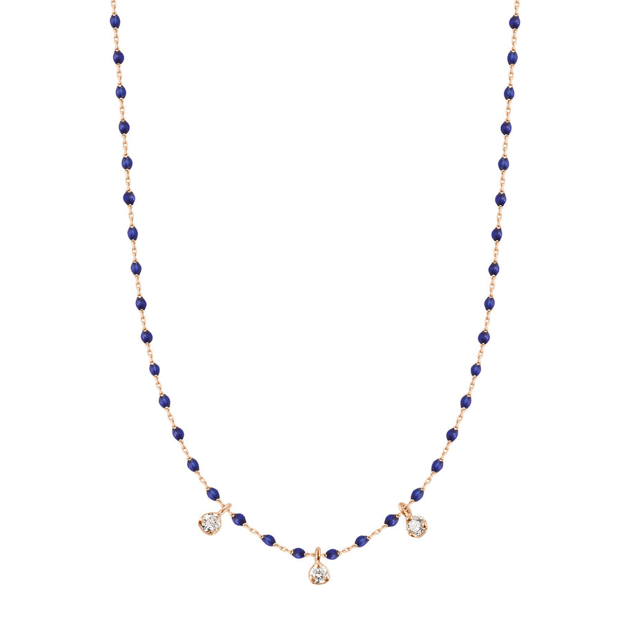 Gigi Clozeau - Collier prusse Mini Gigi, or rose, 3 diamants, 42 cm