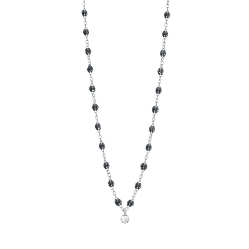 Gigi Clozeau - Collier quartz Gigi Suprême, or blanc, 1 diamant, 42 cm