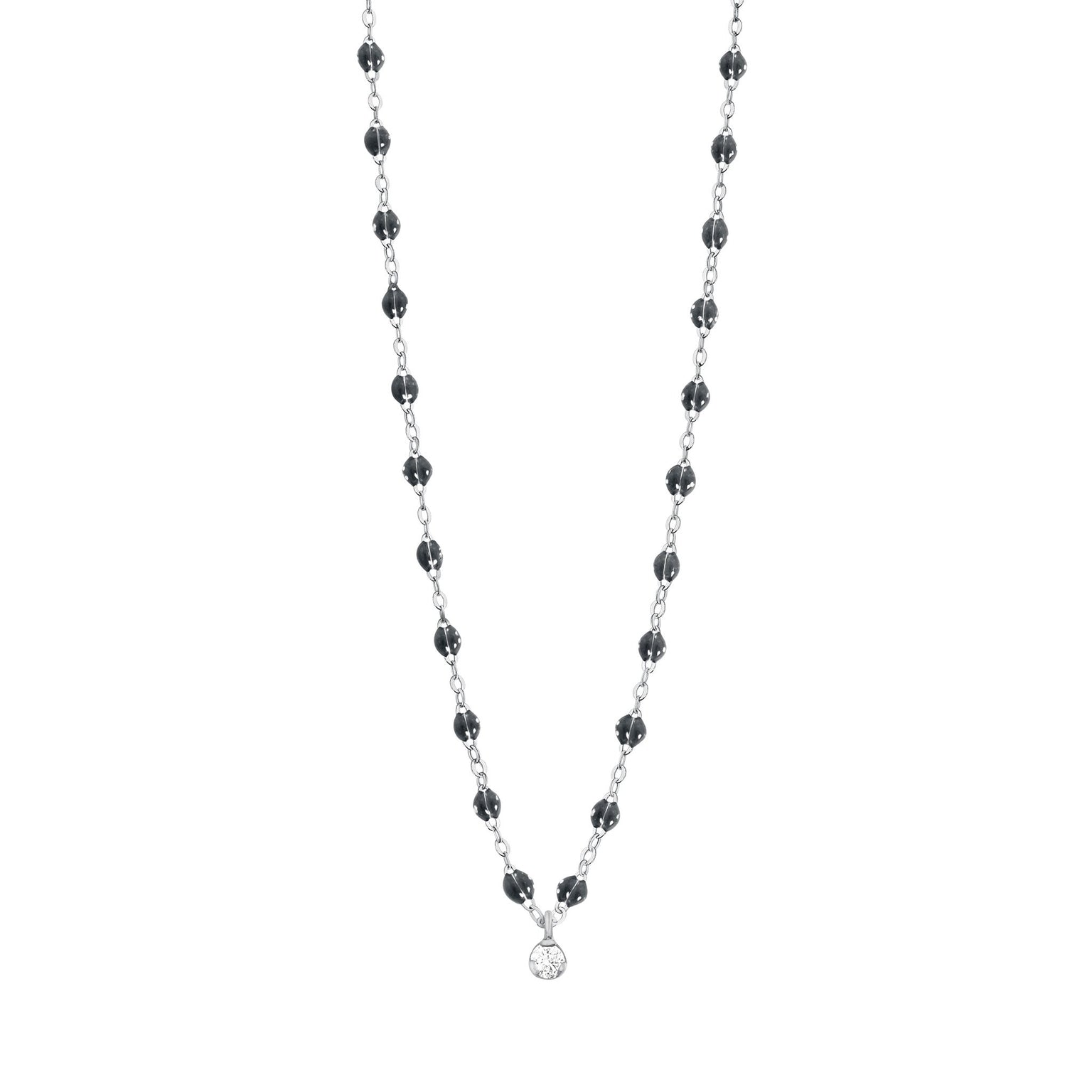 Gigi Clozeau - Collier quartz Gigi Suprême, or blanc, 1 diamant, 42 cm