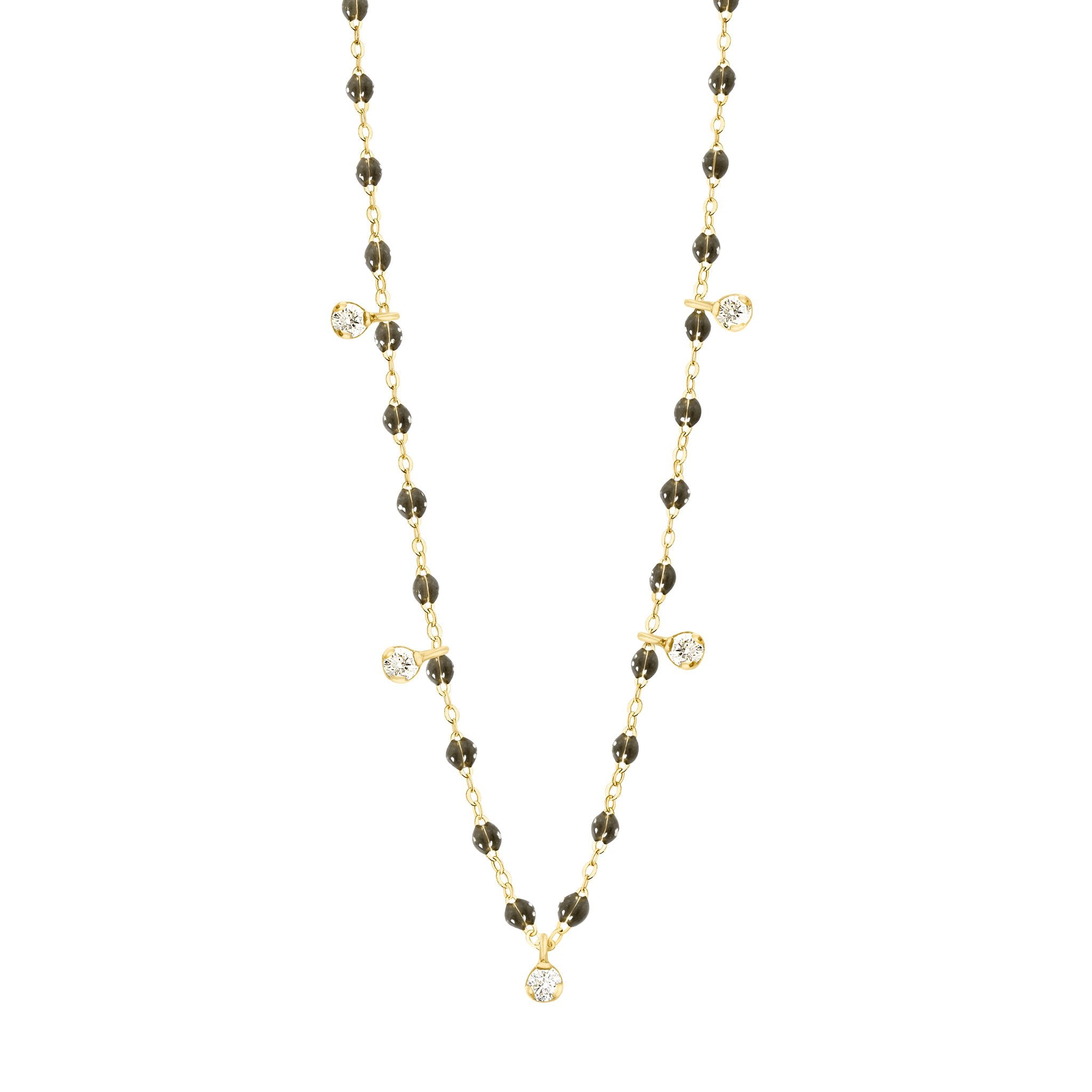 Gigi Clozeau - Collier quartz Gigi Suprême, or jaune, 5 diamants, 45 cm