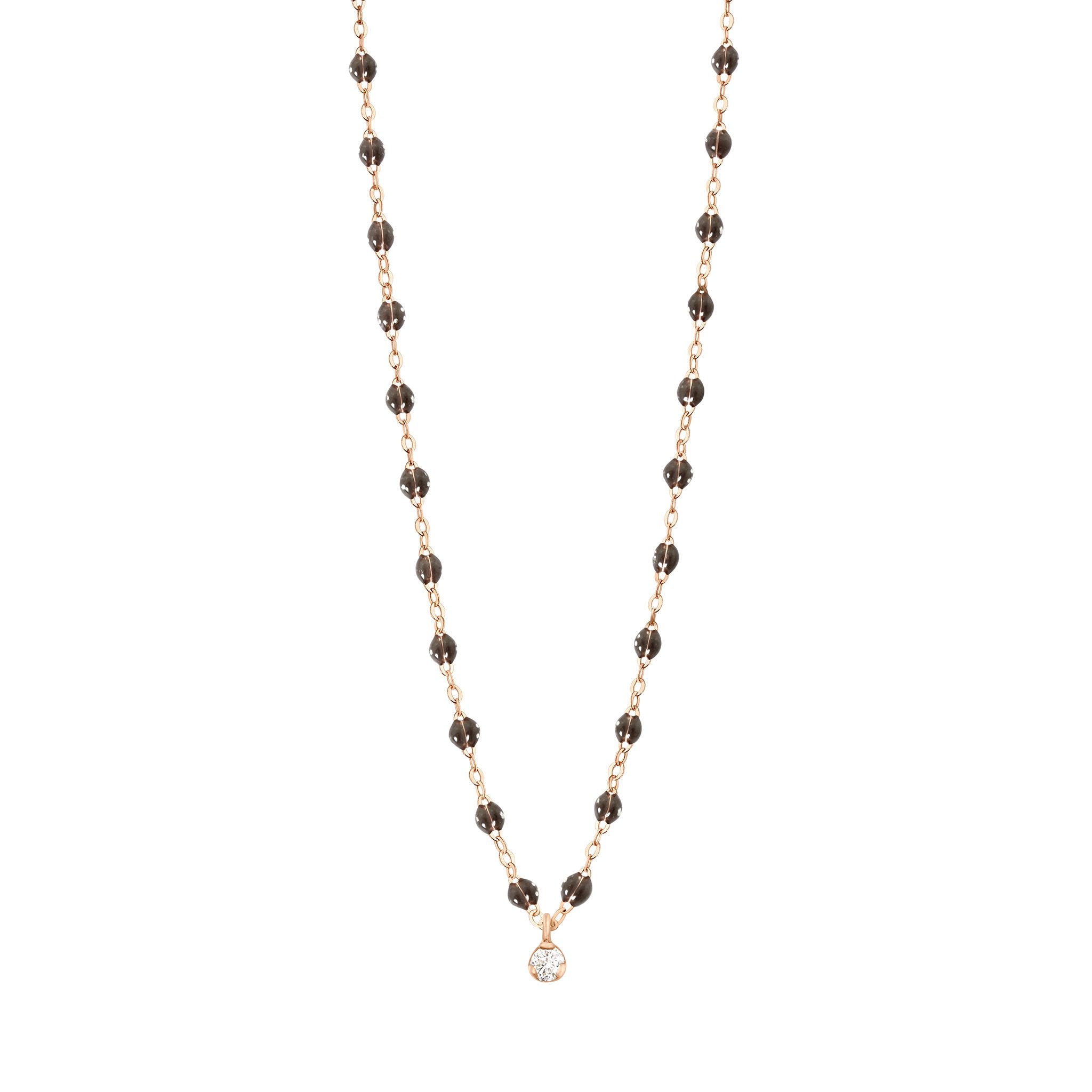 Gigi Clozeau - Collier quartz Gigi Suprême, or rose, 1 diamant, 42 cm