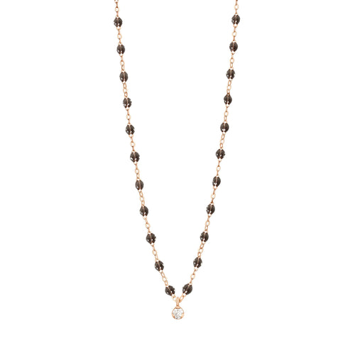Gigi Clozeau - Collier quartz Gigi Suprême, or rose, 1 diamant, 42 cm