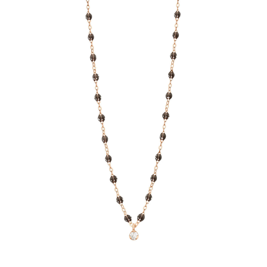 Gigi Clozeau - Collier quartz Gigi Suprême, or rose, 1 diamant, 42 cm