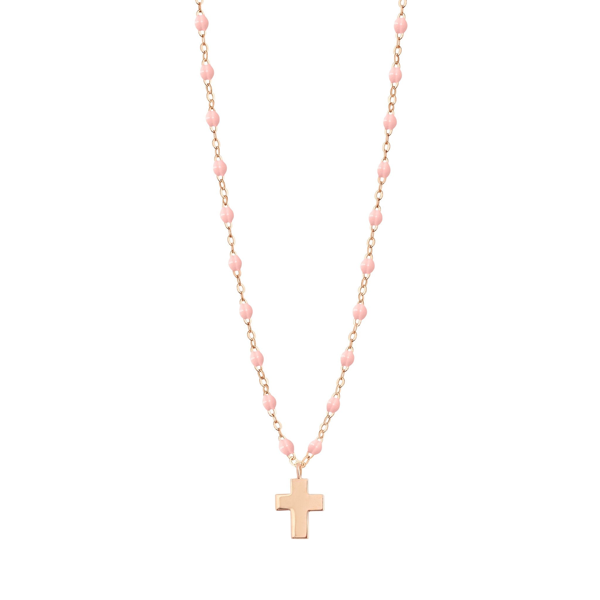 Gigi Clozeau - Collier rose bébé Croix Classique Gigi, or rose, 42 cm