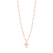 Gigi Clozeau - Collier rose bébé Croix Classique Gigi, or rose, 42 cm