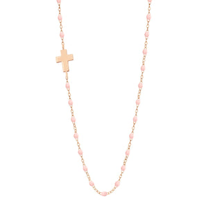 Gigi Clozeau - Collier rose bébé Croix de côté, or rose, 42 cm