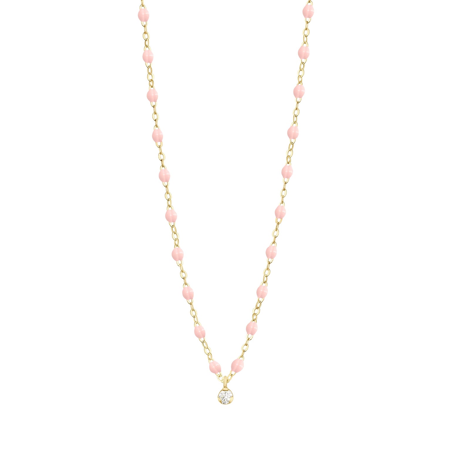 Gigi Clozeau - Collier rose bébé Gigi Suprême, or jaune, 1 diamant, 42 cm
