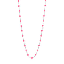 Gigi Clozeau - Collier rose fluo Classique Gigi, or blanc, 42 cm