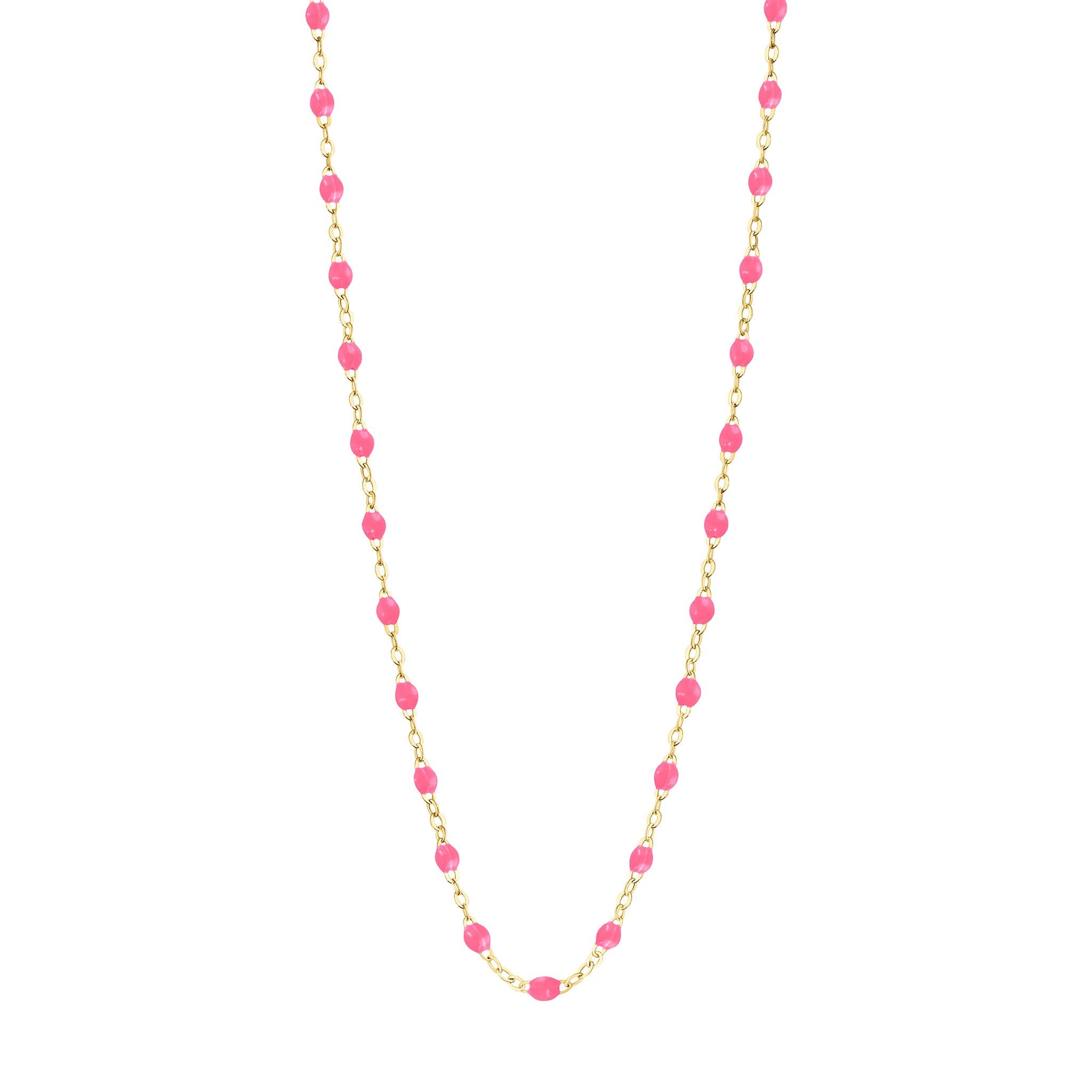 Gigi Clozeau - Collier rose fluo Classique Gigi, or jaune, 42 cm