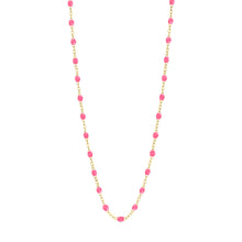 Gigi Clozeau - Collier rose fluo Classique Gigi, or jaune, 42 cm
