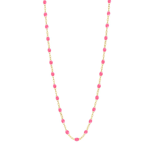 Gigi Clozeau - Collier rose fluo Classique Gigi, or jaune, 42 cm