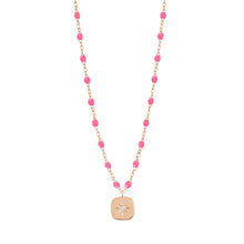 Gigi Clozeau - Collier rose fluo Miss Gigi diamant, or rose, 42 cm