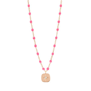 Gigi Clozeau - Collier rose fluo Miss Gigi diamant, or rose, 42 cm