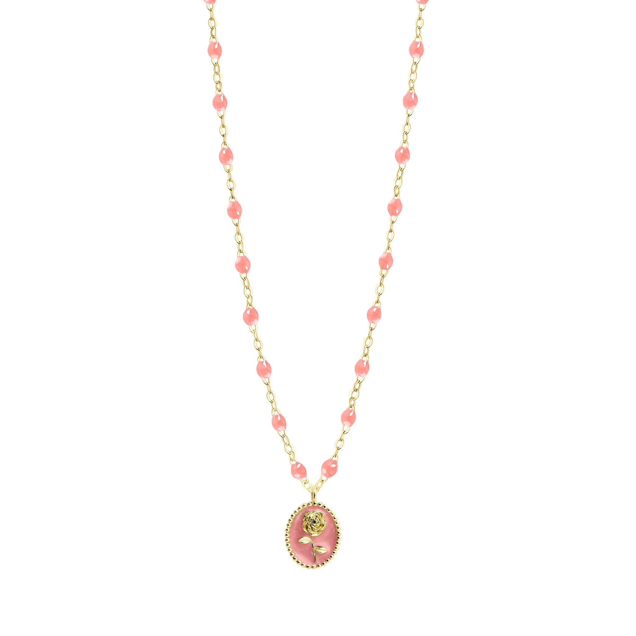 Gigi Clozeau - Collier Rose résine fuchsia, or jaune, 42 cm