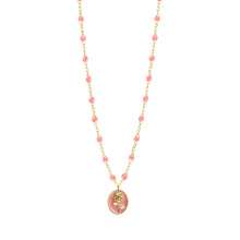 Gigi Clozeau - Collier Rose résine fuchsia, or jaune, 42 cm