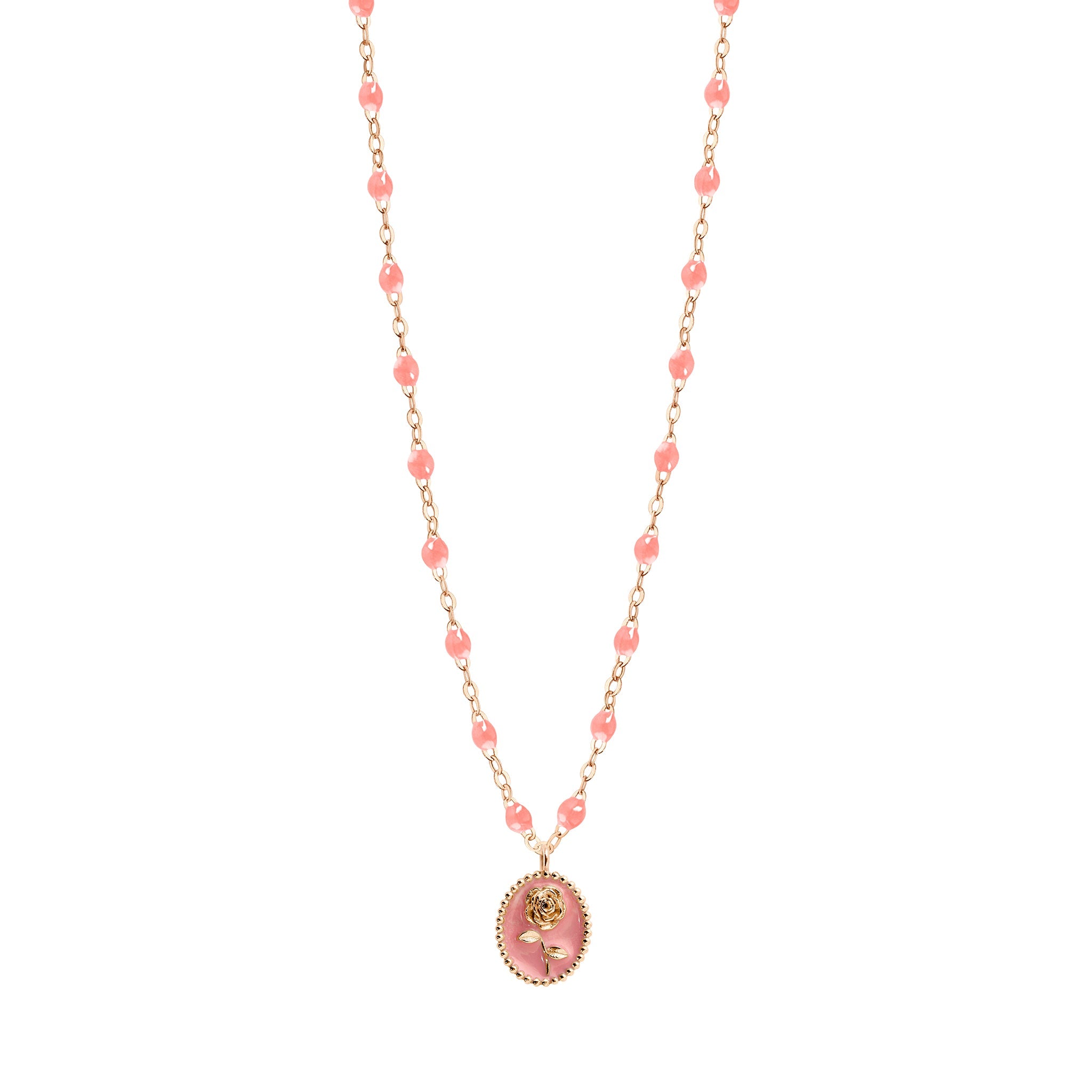 Gigi Clozeau - Collier Rose résine fuchsia, or rose, 42 cm