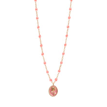 Gigi Clozeau - Collier Rose résine fuchsia, or rose, 42 cm