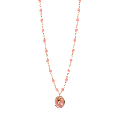 Gigi Clozeau - Collier Rose résine fuchsia, or rose, 42 cm