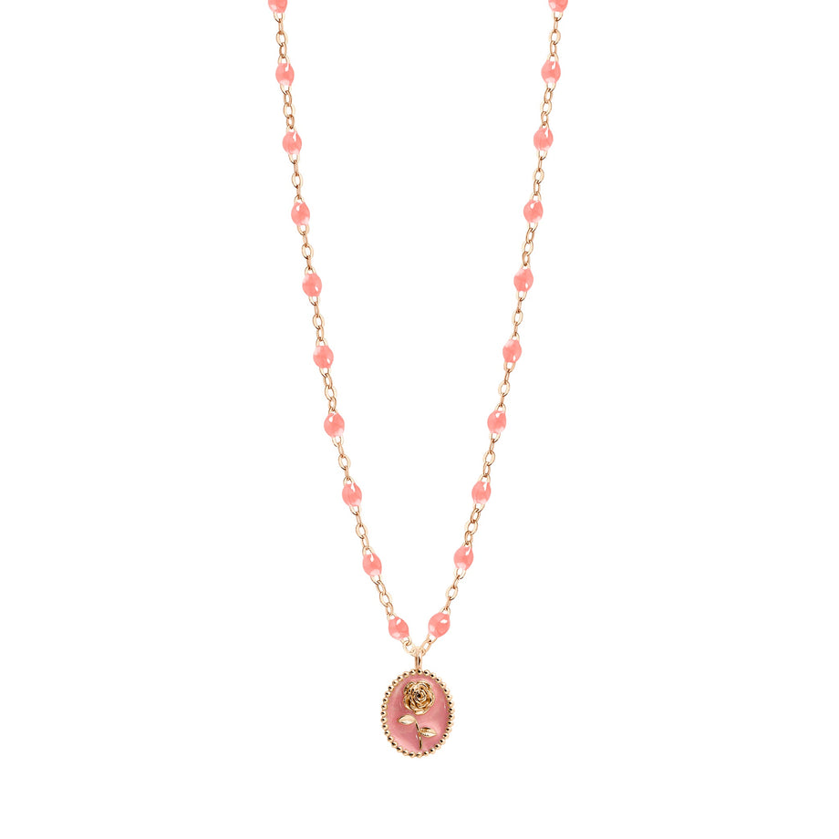 Gigi Clozeau - Collier Rose résine fuchsia, or rose, 42 cm