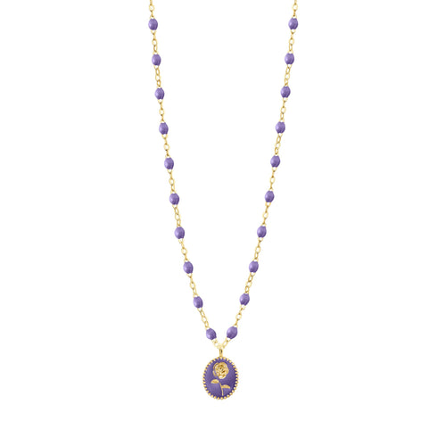 Gigi Clozeau - Collier Rose résine mauve, or jaune, 42 cm