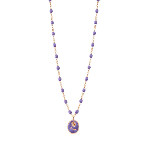 Gigi Clozeau - Collier Rose résine mauve, or rose, 42 cm