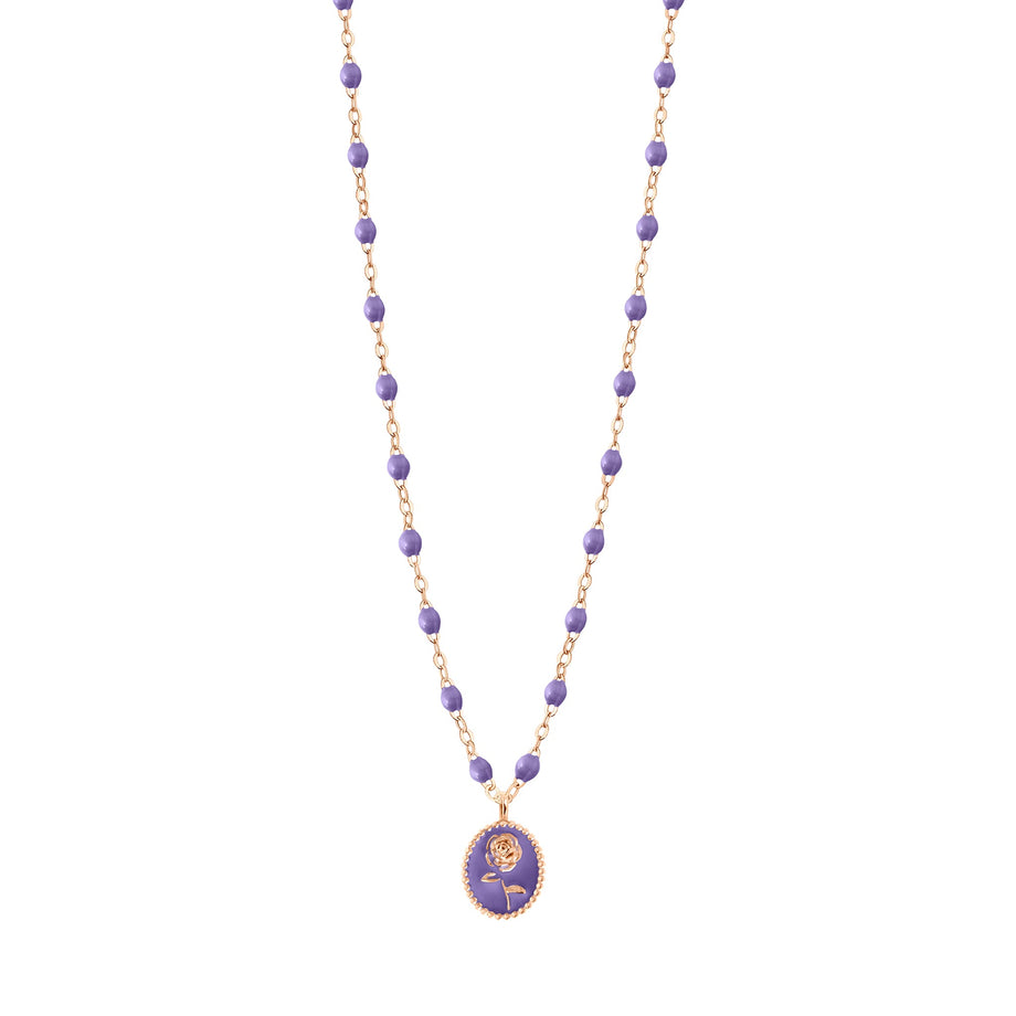 Gigi Clozeau - Collier Rose résine mauve, or rose, 42 cm