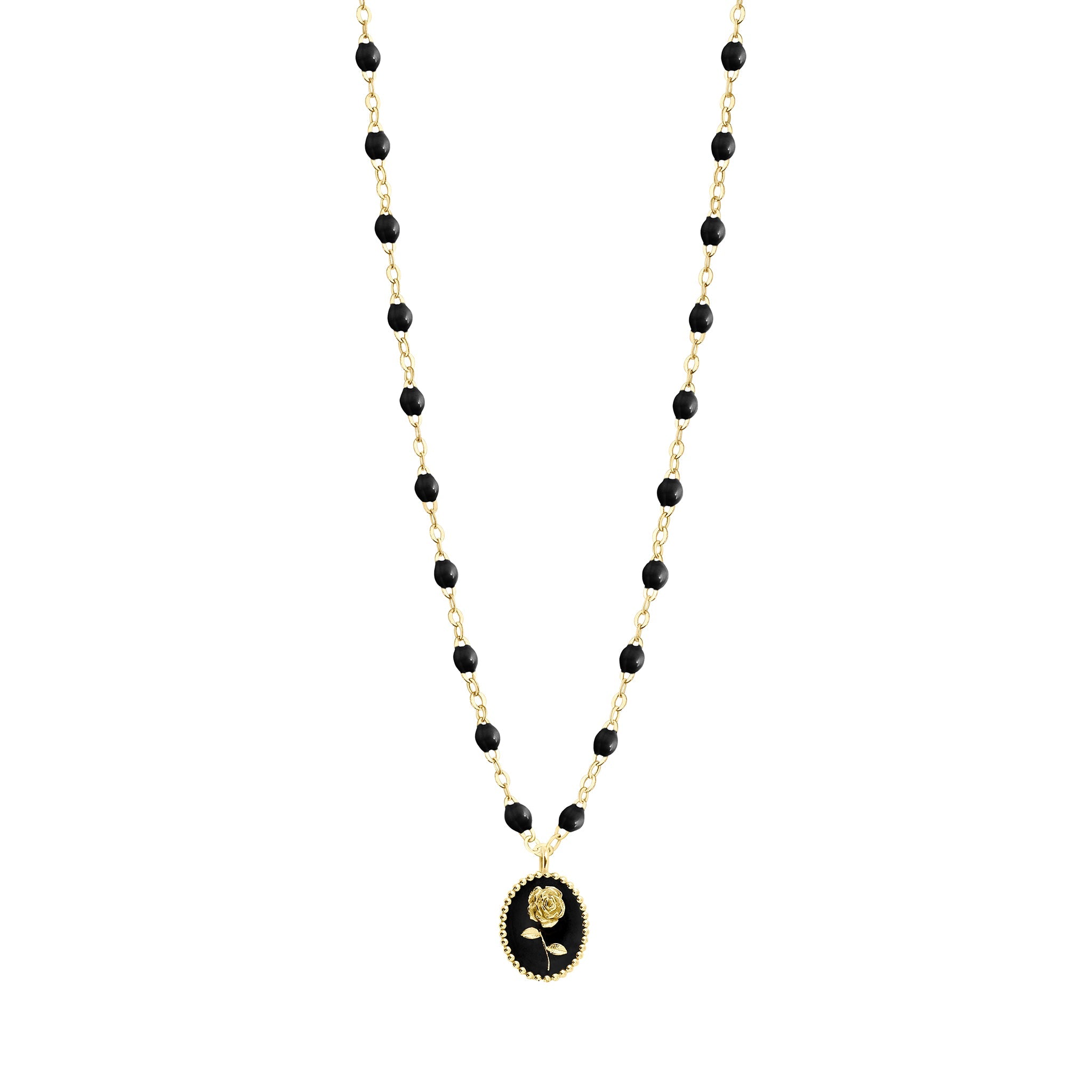 Gigi Clozeau - Collier Rose résine noire, or jaune, 42 cm