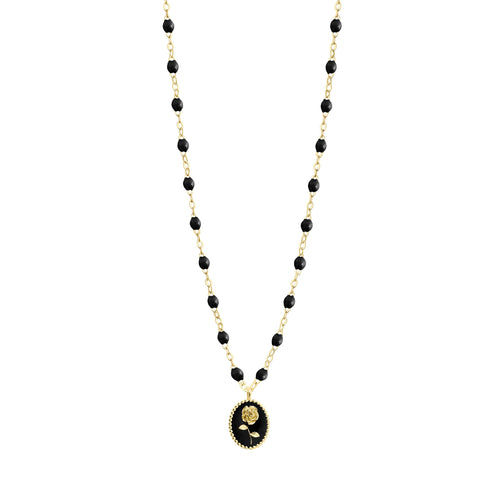 Gigi Clozeau - Collier Rose résine noire, or jaune, 42 cm