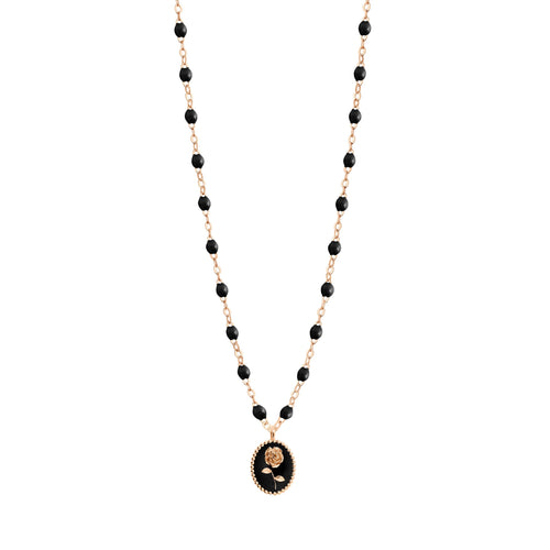 Gigi Clozeau - Collier Rose résine noire, or rose, 42 cm