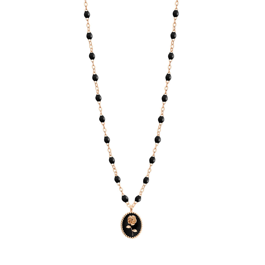 Gigi Clozeau - Collier Rose résine noire, or rose, 42 cm
